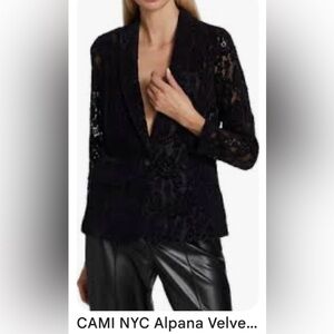 CAMI NYC Alpana black velvet lace blazer size large